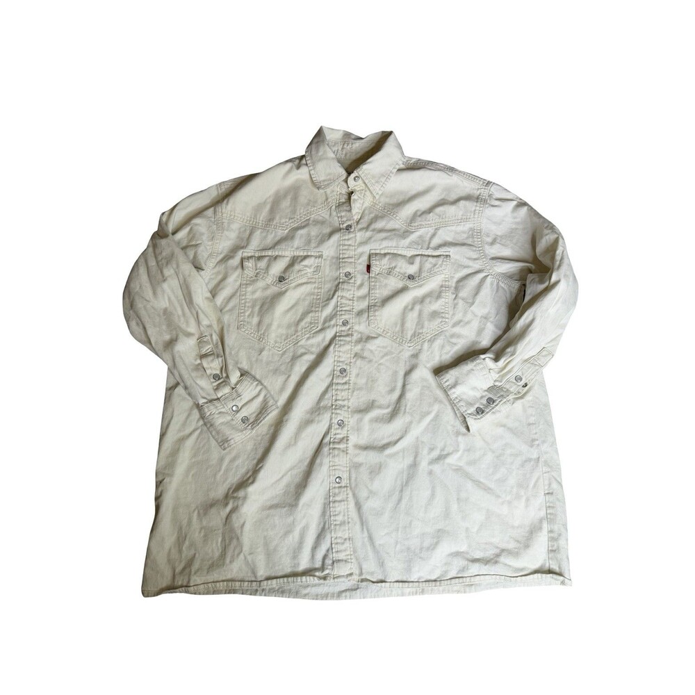 Levi's Women Dorsey Western Oversized Fit Snap Button Shirt White Size Medium